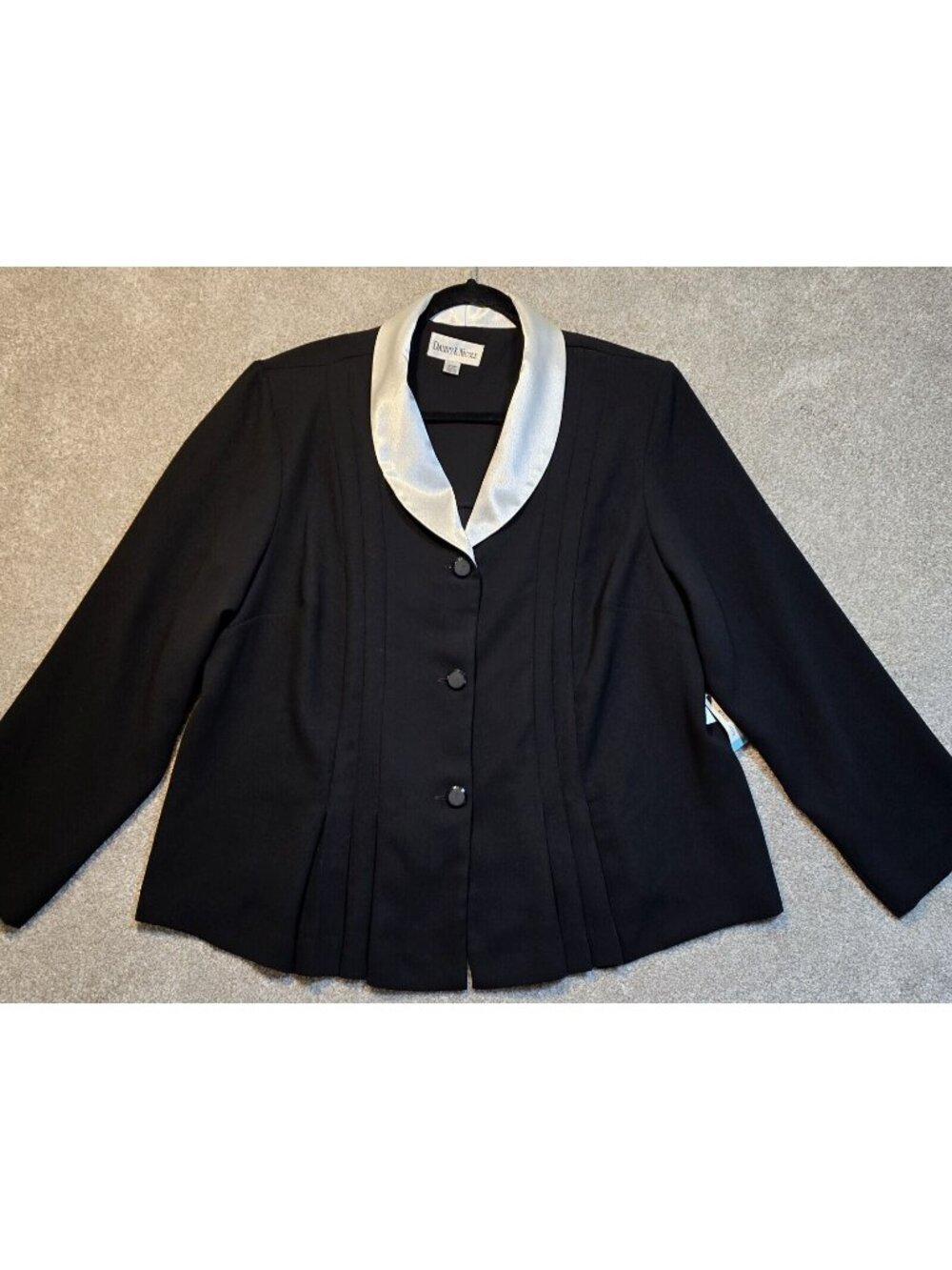 Danny & Nicole Career Blazer Jacket Black White Contrast Collar Women's 20W New